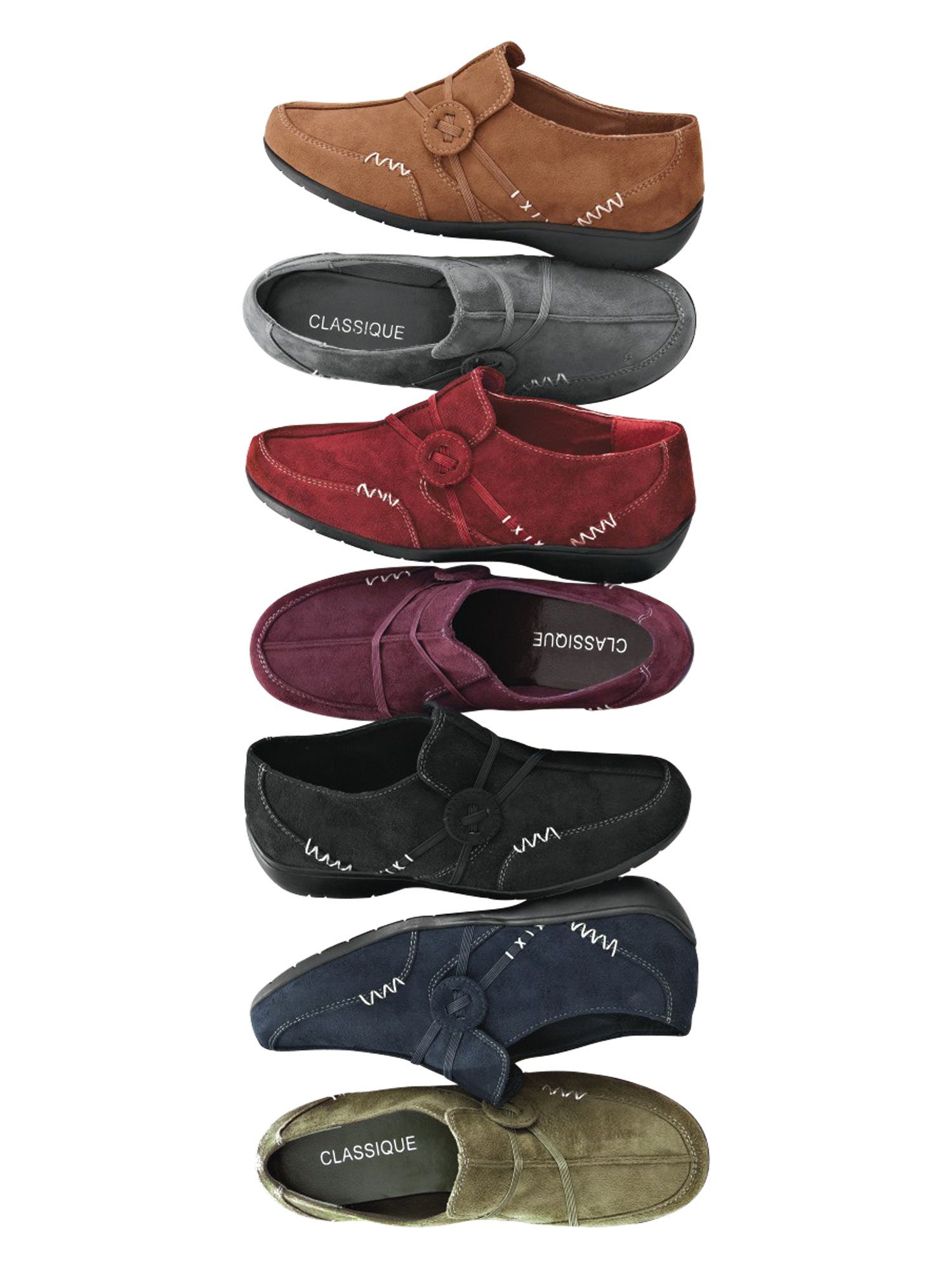 “Kelly” Faux Suede Slip-Ons by Classique®