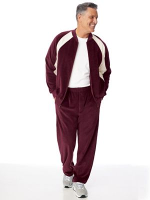 burgundy velour sweatsuit