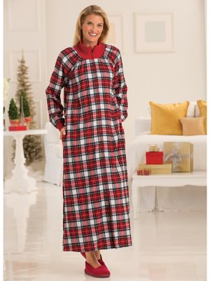 womens zip front flannel robe