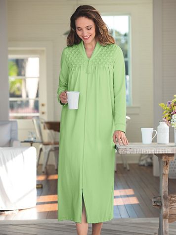 Zip-Front Knit Robe - Image 1 of 5
