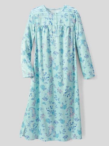 Paisley Garden Brushed-Back Satin Long-Sleeve Night Gown - Image 1 of 1