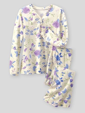 Moonlit Floral-Print Cotton-Knit Pajamas - Image 1 of 1