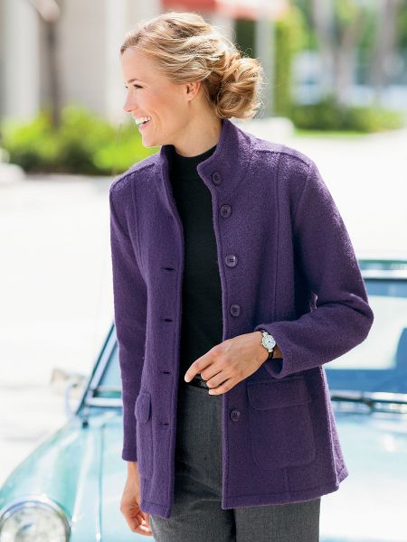 Boiled Wool Stand Collar Coat | Women's Coat | Appleseeds