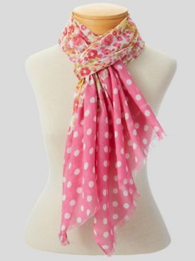 Limited-Edition Floral & Dot Oblong Scarf