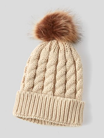 Cabled Knit Pom-Pom Hat - Image 4 of 4