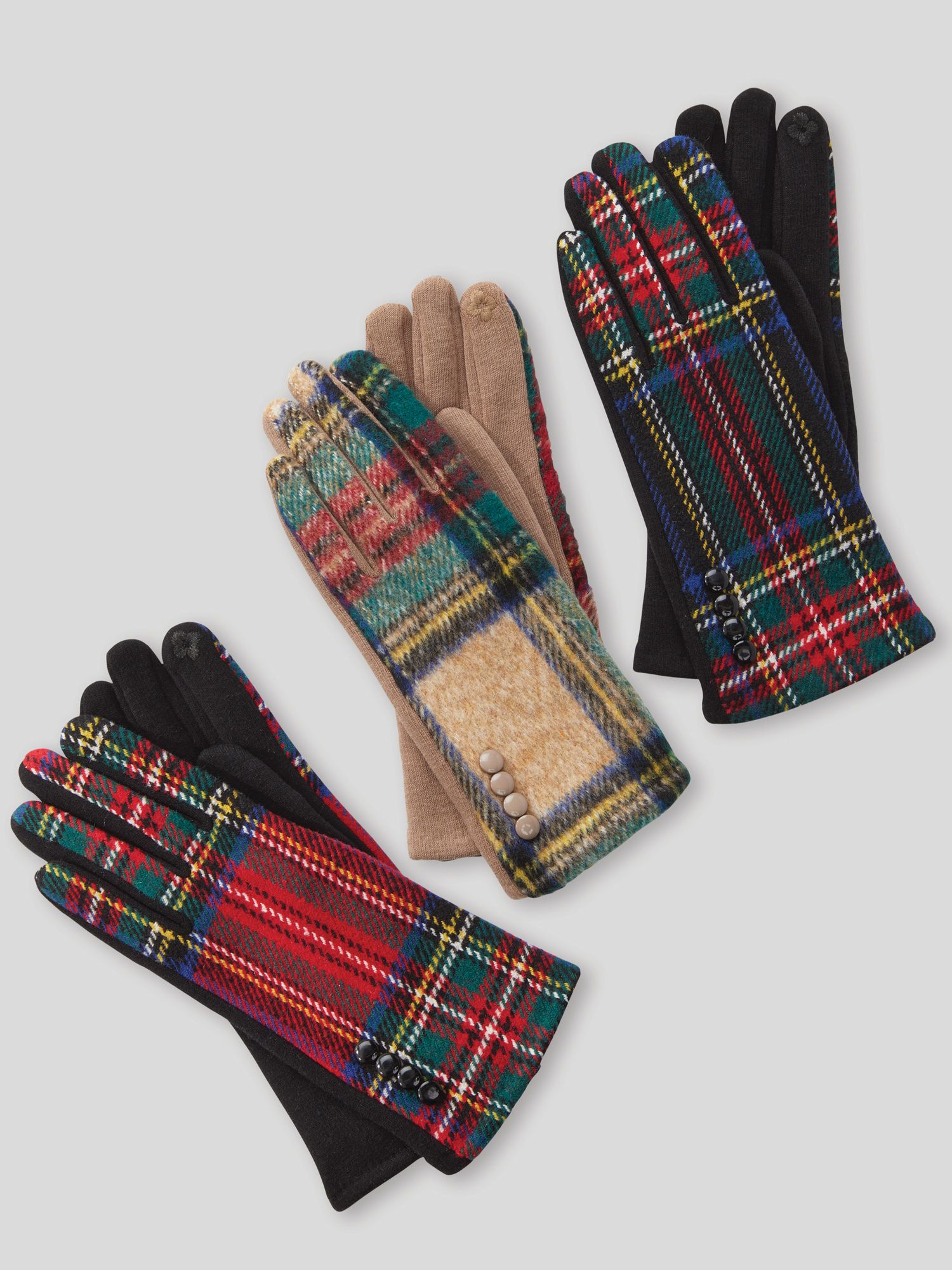Tartan Plaid Gloves with Touch Screen Finger