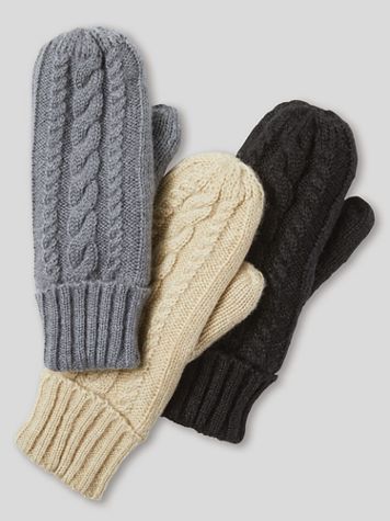 Cable-Knit Mittens - Image 1 of 3
