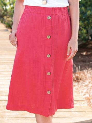 Nantucket Textured-Cotton Midi Skirt - Image 1 of 3