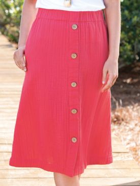 Nantucket Textured-Cotton Midi Skirt