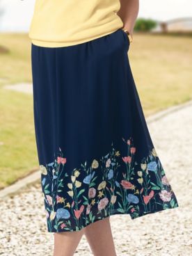 Greenhouse Floral Border-Print Midi Skirt