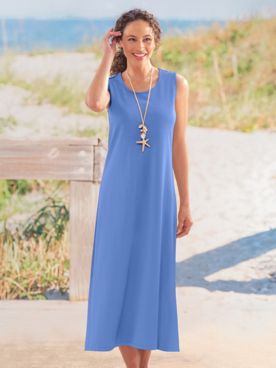 Boardwalk Solid Sleeveless Maxi Knit Dress