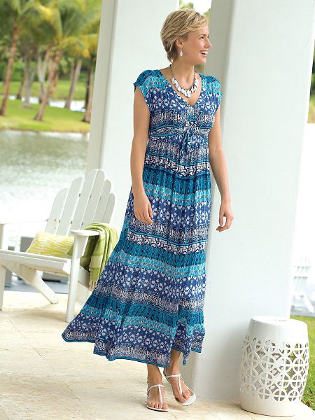 Shades of Blue Tie-Front Dress | Women's Dresses | Appleseeds