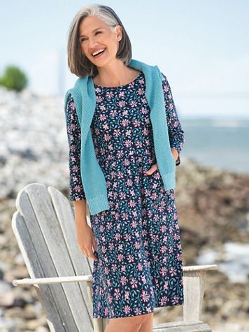 Floral Vine-Print Boardwalk Knit Dress - Image 1 of 3
