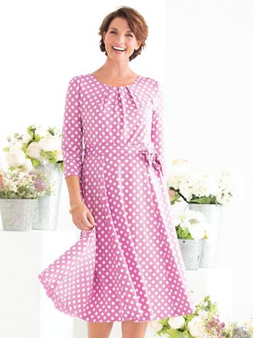 Dot-Print Knit Dress - Image 2 of 2