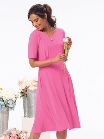 Solid Fit & Flare Knit Dress - Image 2 of 2