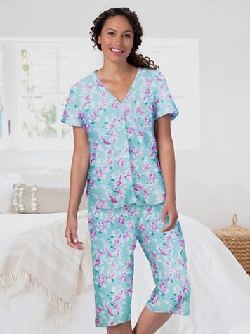 Karen Neuburger Girlfriend Sage Floral Capri Pajamas - Image 1 of 2