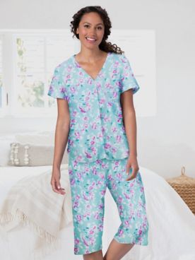 Karen Neuburger Girlfriend Sage Floral Capri Pajamas