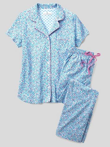 Karen Neuburger® Short-Sleeve Blue Floral Print Girlfriend Pajamas - Image 1 of 1