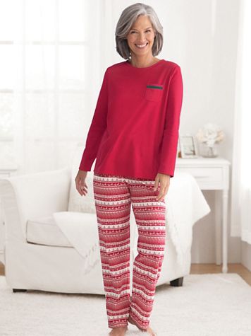 Nordic-Print Knit Pajamas - Image 2 of 2