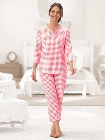 Gingham Luxe Knit Capri Pajamas - Image 1 of 4