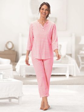 Gingham Luxe Knit Capri Pajamas