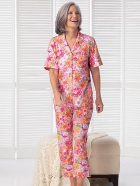 Floral Luxe Jersey Short-Sleeve Capri Pajamas