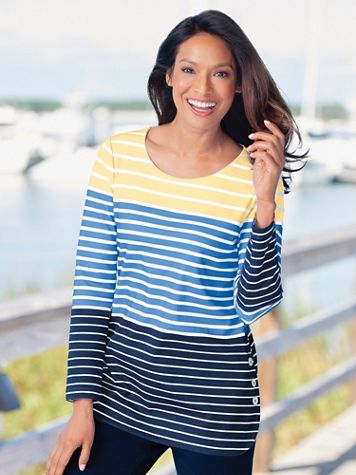 Everyday Knit Striped Long-Sleeve Tunic - Image 1 of 2