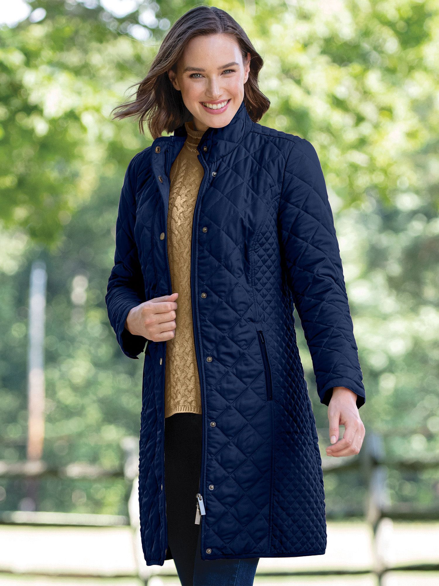 Berkshire Diamond-Quilted Three-Quarter-Length Coat