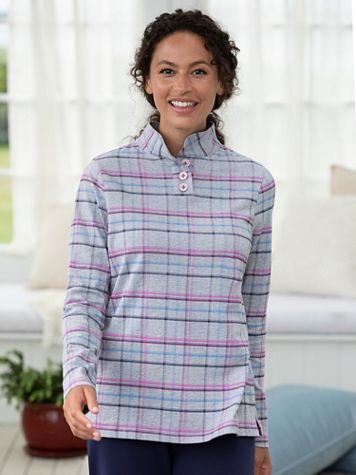 Plaid Knit Stand-Collar Popover - Image 1 of 1