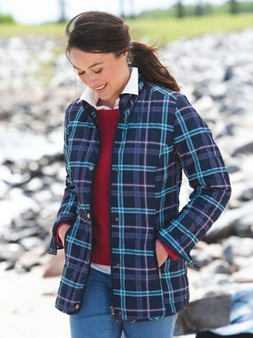Diamond-Quilted Plaid Jacket - Image 1 of 3