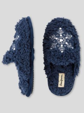 Dearfoams® Snowflake-Embroidered Scuff Slipper