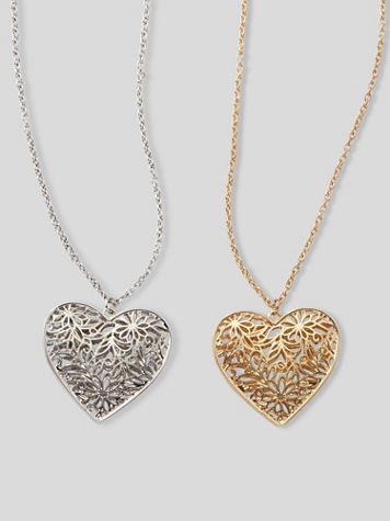Floral Filigree Heart Necklace - Image 1 of 3