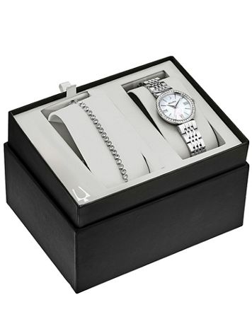 Bulova Swarovski Crystal Watch & Tennis Bracelet Set - Image 1 of 1