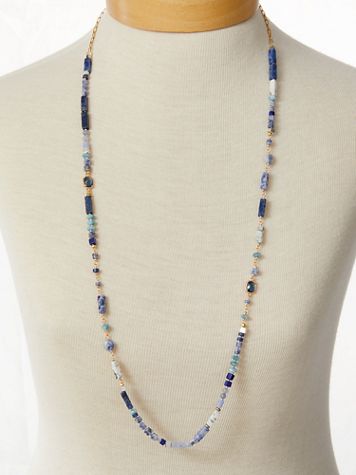 Long Beaded Lapis Necklace