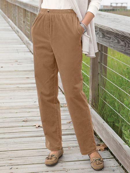 Stretch Pincord Pull On Pants | Women's Pants | Appleseeds
