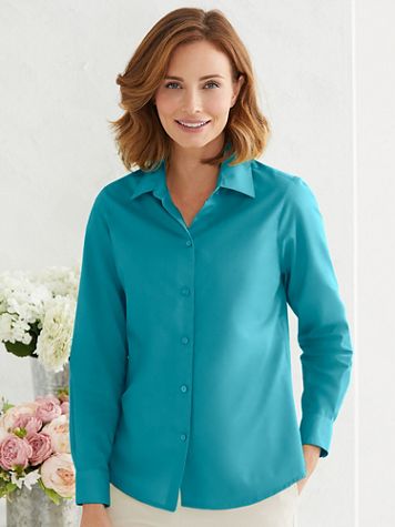 Foxcroft For Appleseeds Perfect-Fit Long-Sleeve Shirt - Image 1 of 26