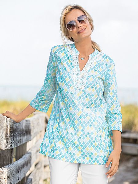 Washed-Tile Tunic | Women's Woven Top | Appleseeds
