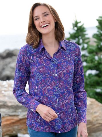 Foxcroft Paisley Floral No-Iron Cotton Shirt - Image 1 of 4