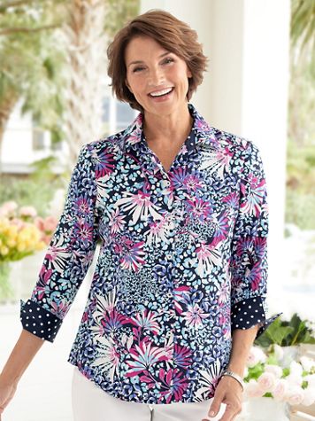 Foxcroft Floral Blooms & Dots Non-Iron Shirt - Image 1 of 1