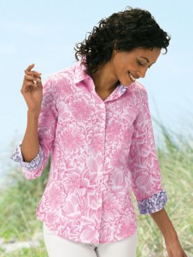 Foxcroft Sketched Blossom Non-Iron Shirt