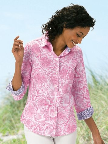Foxcroft Sketched Blossom Non-Iron Shirt - Image 3 of 3