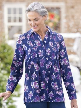 Vintage Floral Pintuck Tunic