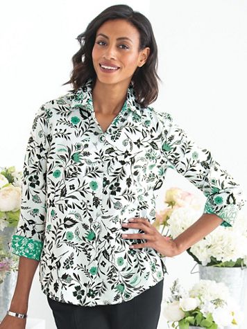 Foxcroft Jade Floral Non-Iron Shirt - Image 2 of 2