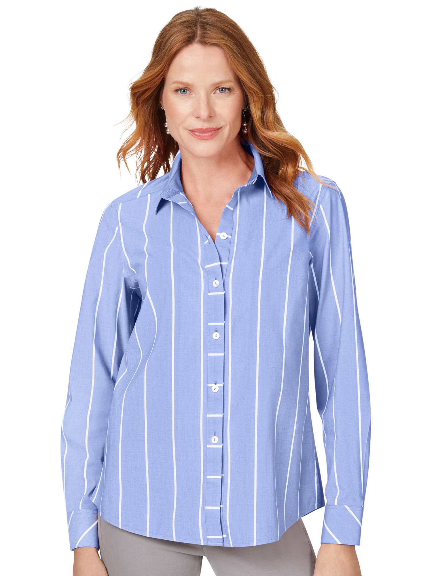 Foxcroft Ava Stretch Non-Iron Simply Stripe Shirt