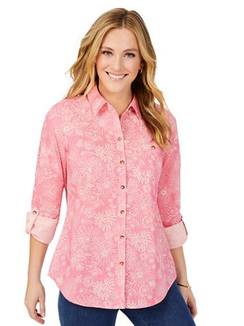 Zoey Roll-Tab Drawn Floral Shirt - Image 7 of 7