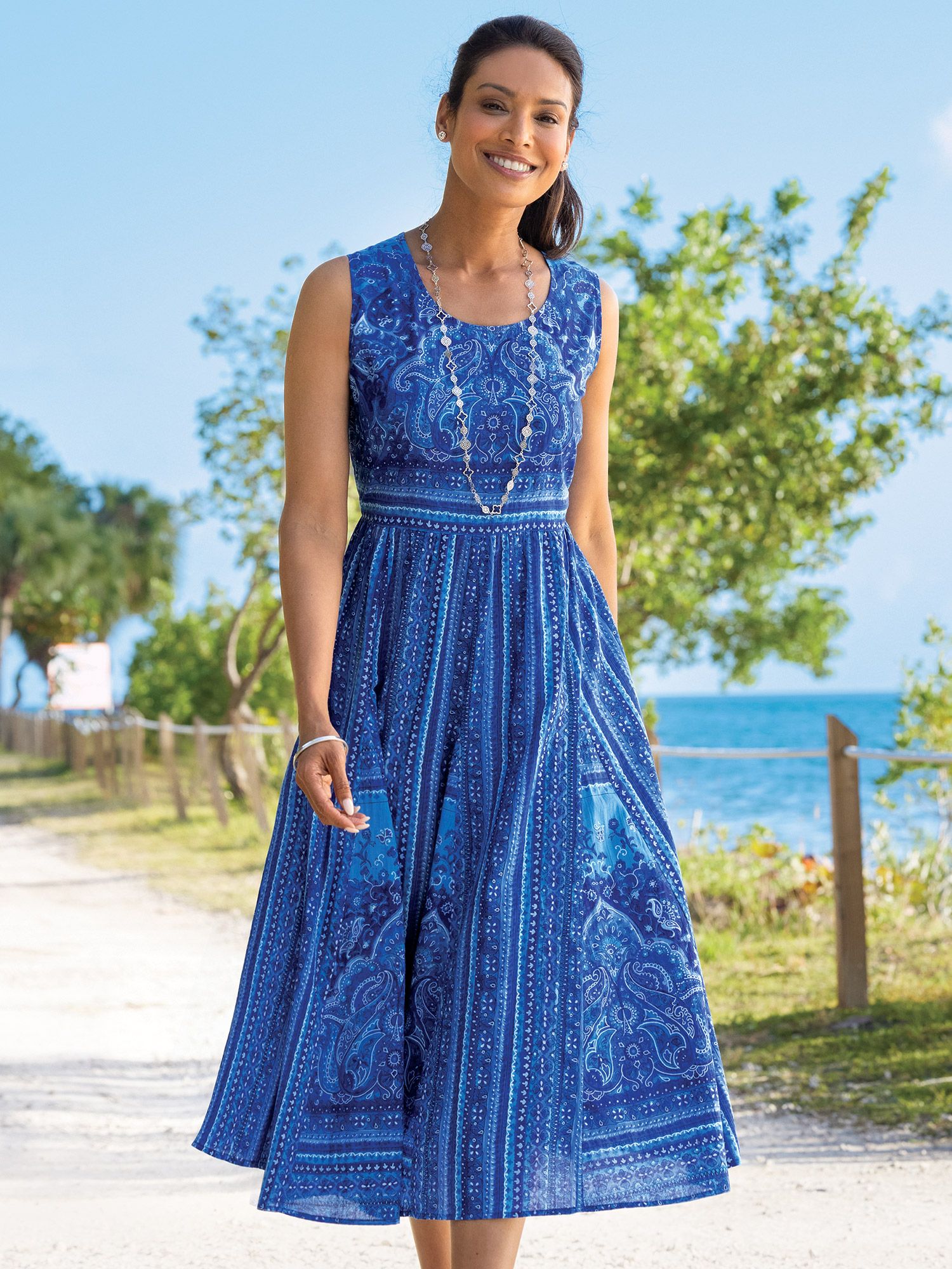 Paisley Floral Cotton Midi Sundress