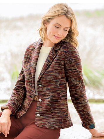 Textured Knit Tweed Jacket - Image 1 of 3
