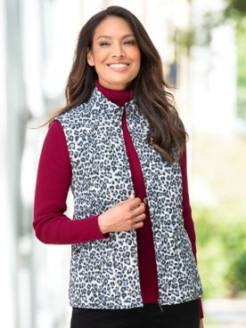 Quilted Animal Print Reversible Vest