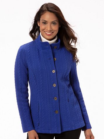 Cable Textured Knit Jacket - Image 1 of 5