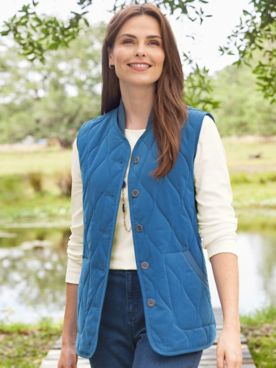 Knit-Collar Quilted Vest